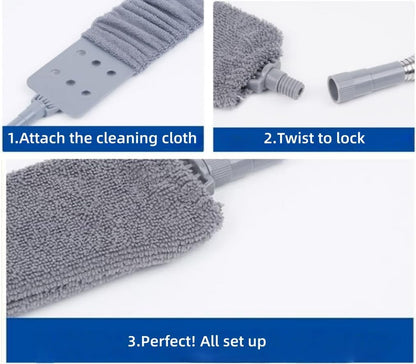 Retractable Gap Dust Cleaner Under Appliance Cleaning Tool, GMLRKY Flat Duster for Under Refrigerator Fridge Stove Couch Bed, Skinny Thin Duster for Tight Spaces (Blue)