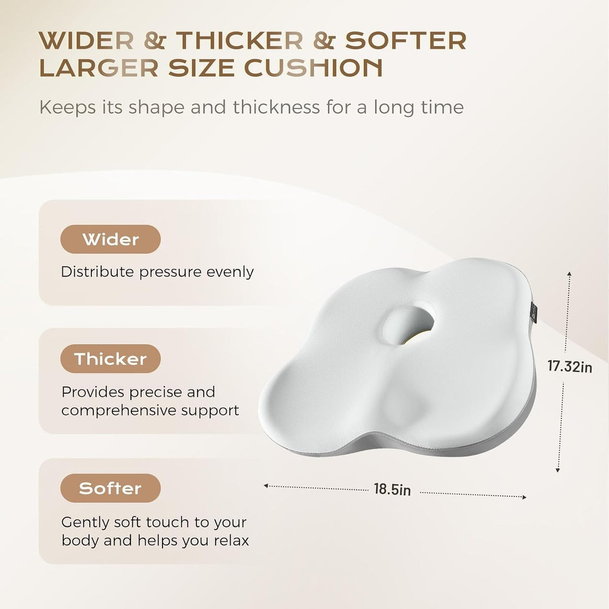 Coverado Lumbar Support Pillow and Seat Cushions for Office Chairs, Memory Foam Orthopedic Coccyx Cushion for Tailbone Pain Cushion Pillow & Back Pain Pressure Relief Seat Cushion Coffee&Beige