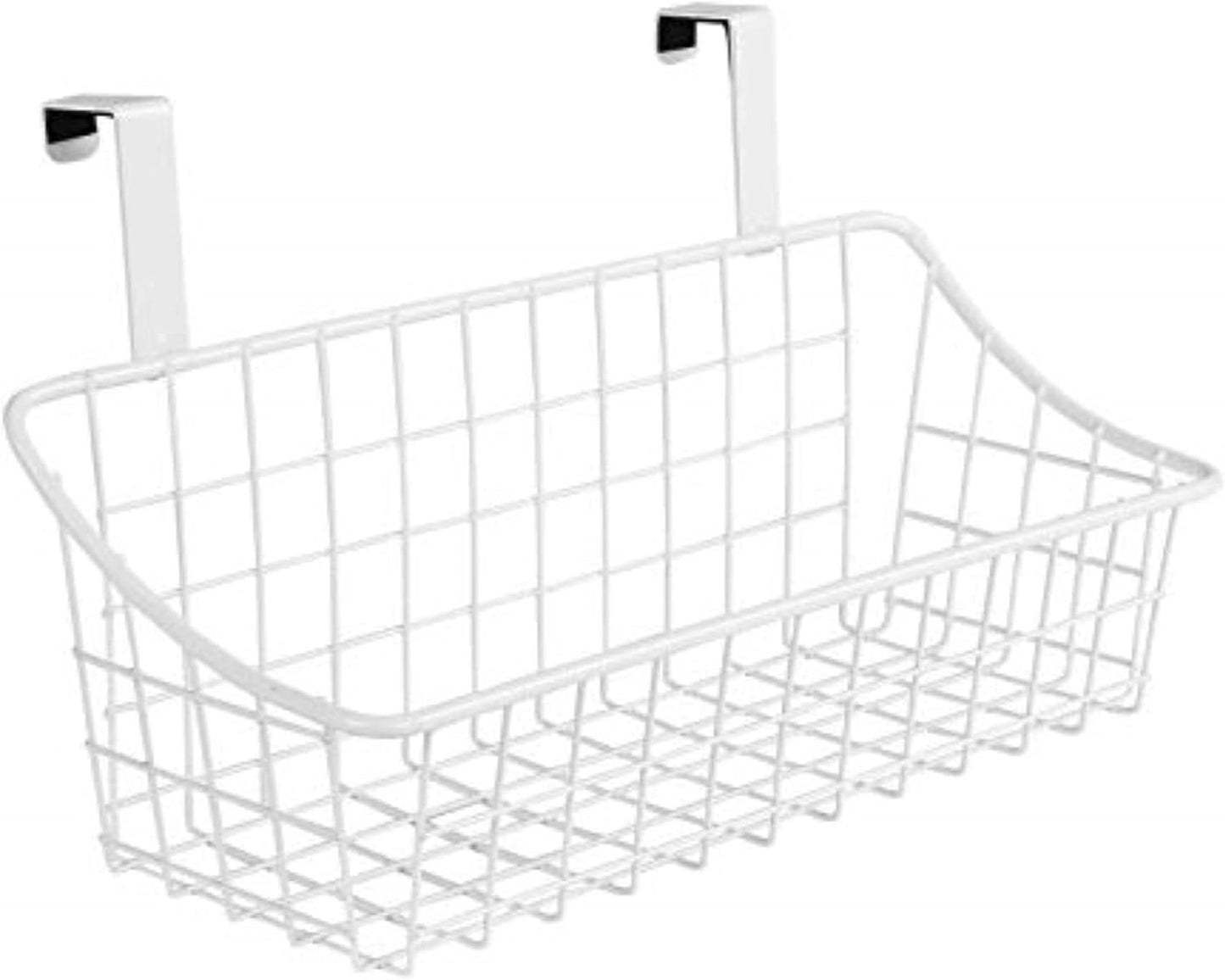 Spectrum Hanging Baskets for Organizing (Large, Satin Nickel) - Grid Over the Cabinet Wire Basket for Kitchen or Bathroom - Door Hanging Storage Organizer for Cleaning Supplies, Washcloths, & Towels
