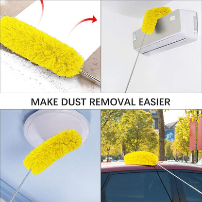 Cobweb Duster with Extension Pole 100 inches, Dusters for Cleaning with 2 Duster Heads, Washable Microfiber Feather Duster for Cleaning Ceiling Fan, High Ceiling, Blinds, Furniture & Cars
