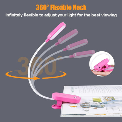 VAVOFO Rechargeable Book Light, 14 LEDs Eye Care Clip On Amber Reading Light for Bookworms Reading in Bed with 9 Colors 9 Brightness (Blue)