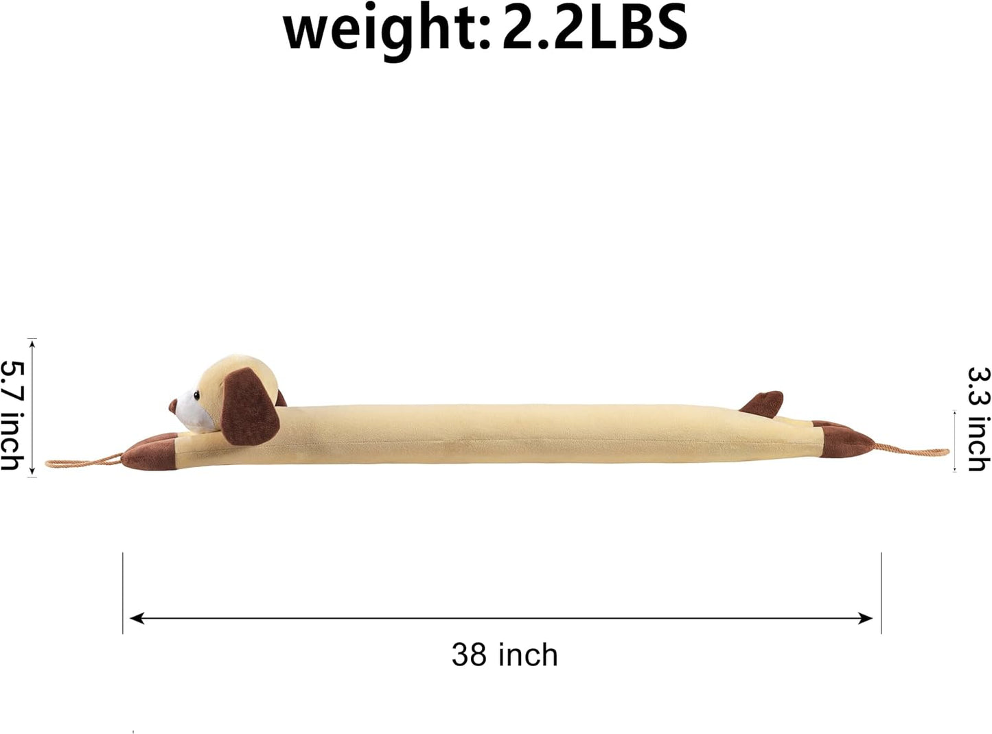 Door Draft Stopper Blocks Hot and Cold Air, 38", Yellow Dog | Blocks Wind and Noise, Weighted Sand and Cotton Filling, Convenient Hanging Loop for Storage, Adorable Animal Design