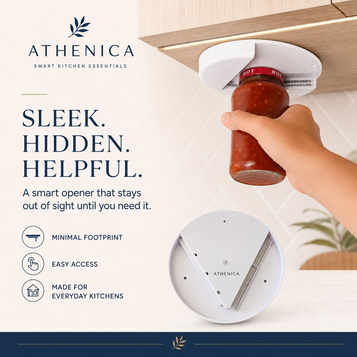 Under Cabinet Jar Opener for Weak Hands, Wall Mounted Lid Opener for Kitchen