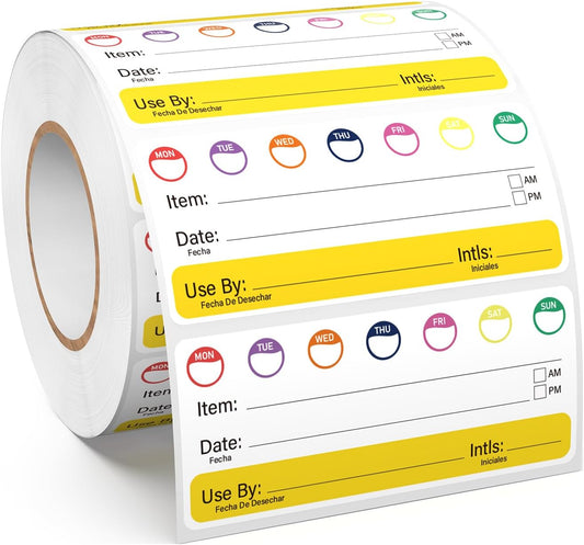 500 PCS Restaurant Quality Shelf Life Food Rotation Labels Vinyl