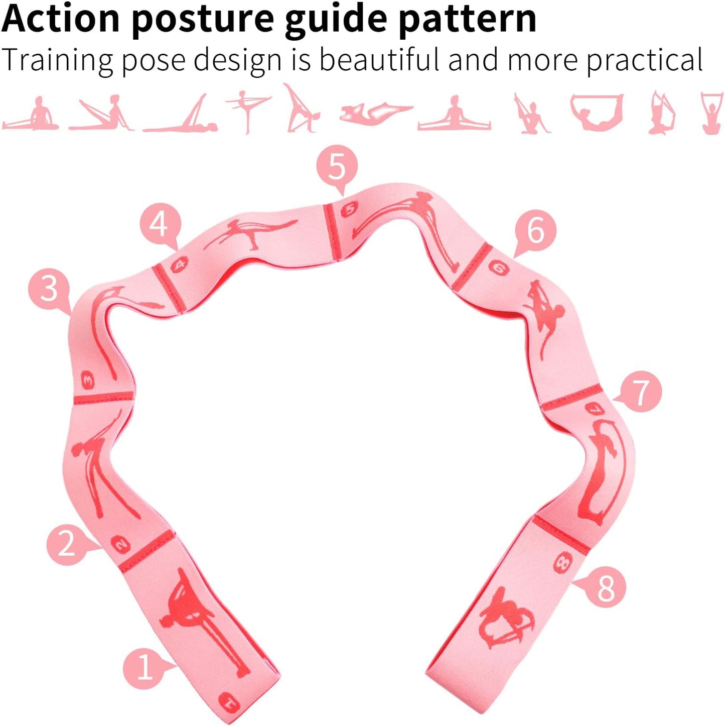 8 Loops Stretching Strap for Kids, Extended Dance Stretch Band Elastic for Ballet & Gymnastics, Children's Resistance Bands for Flexibility Training, Dance Equipment for Girls