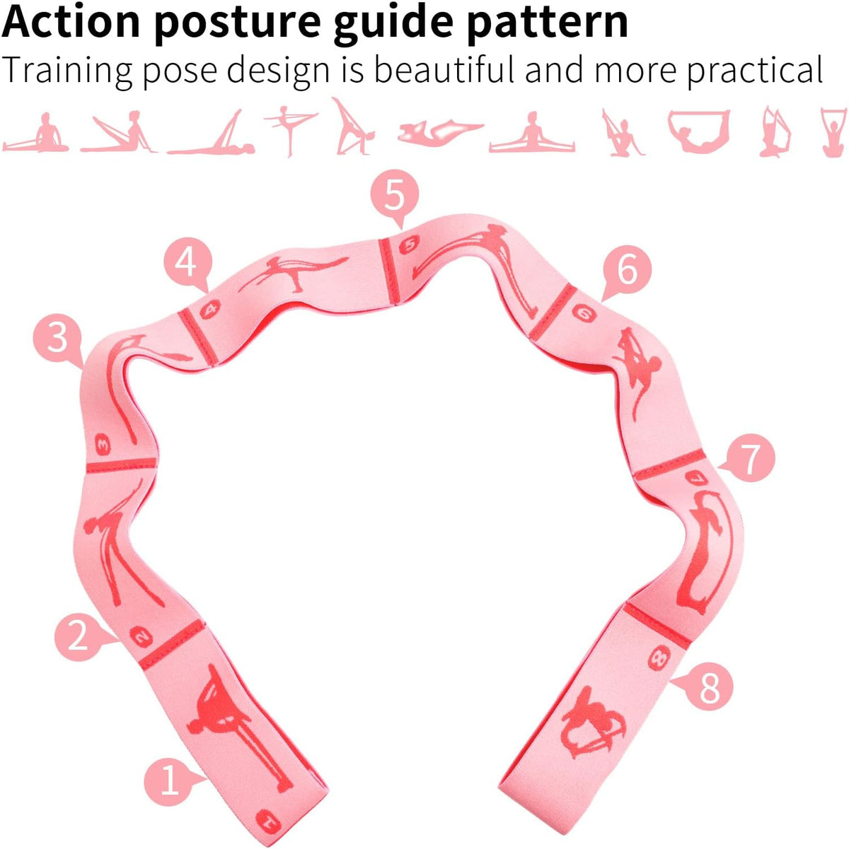 8 Loops Stretching Strap for Kids, Extended Dance Stretch Band Elastic for Ballet & Gymnastics, Children's Resistance Bands for Flexibility Training, Dance Equipment for Girls