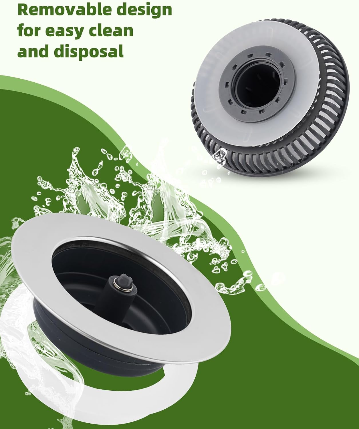 Universal 3 in 1 Kitchen Sink Drain Strainer Stopper Combo, Matte Black | Stainless Steel Shell Pop Up Sink Stopper for US Standard 3-1/2 inch Drain Filter, Anti-Clog and Easy Clean