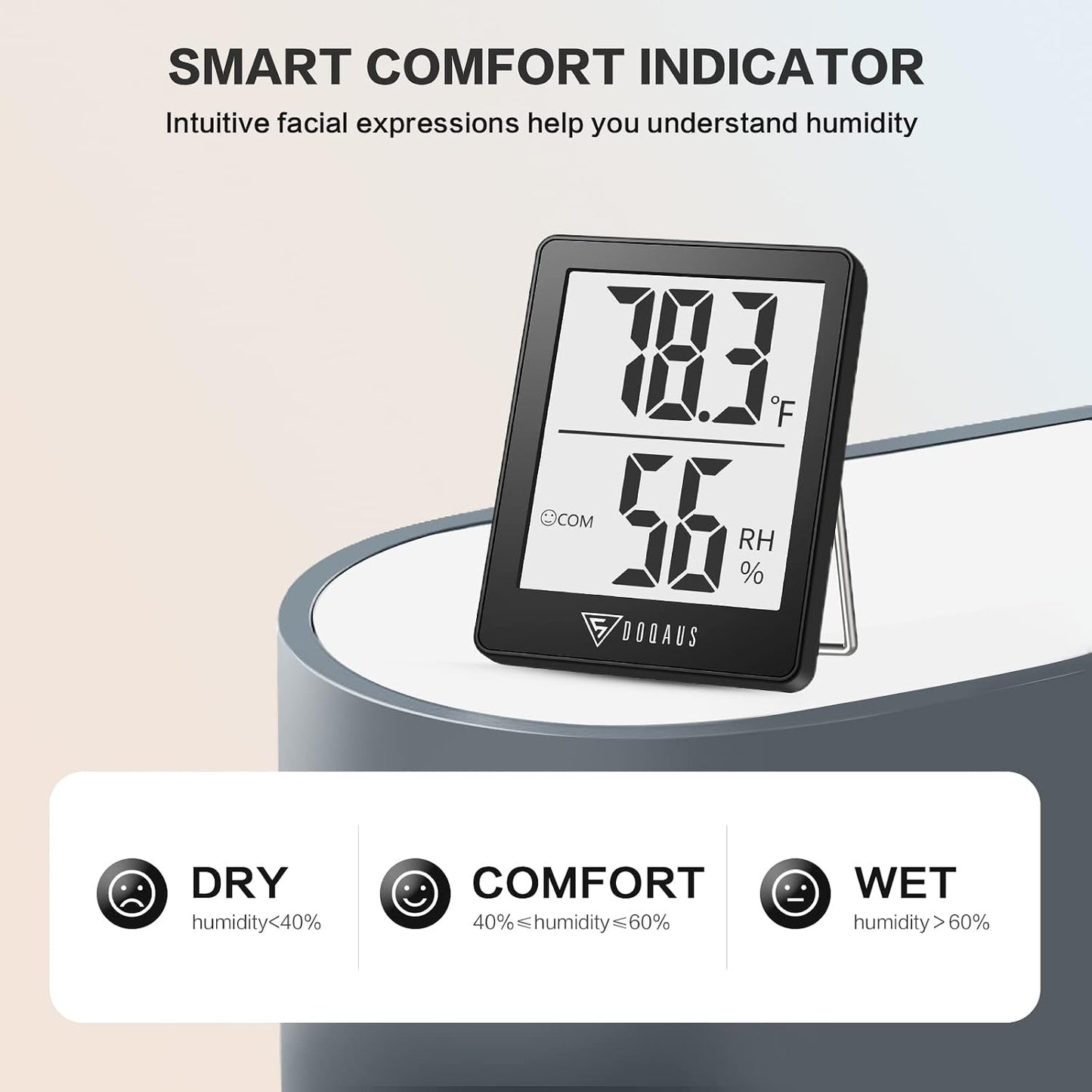 DOQAUS 3 Pack Digital Hygrometer Indoor Thermometer Humidity Monitor Black | Humidity Meter Mini Hygrometer with Accurate Temperature and Humidity Monitor for House, Baby Room, Greenhouse, Incubator