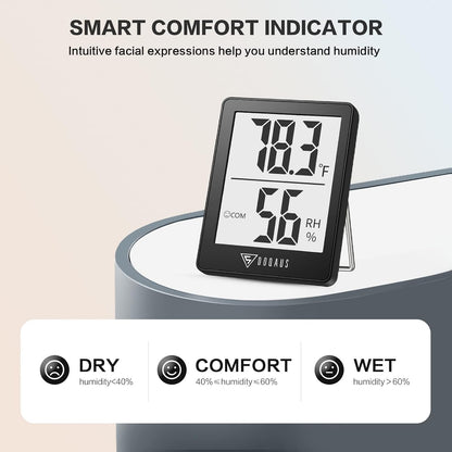 DOQAUS 3 Pack Digital Hygrometer Indoor Thermometer Humidity Monitor Black | Humidity Meter Mini Hygrometer with Accurate Temperature and Humidity Monitor for House, Baby Room, Greenhouse, Incubator
