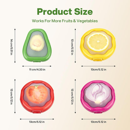 CLEANGOR Avocado Saver and Onion Saver, 4Pcs Fruit and Vegetable Savers | Silicone Food Saver with Snap-On Lid, Ideal for Avocados, Onions, Lemons, Orange and Tomatoes, Reusable, Dishwasher Safe