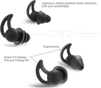 BBTO 3 Pairs Ear Plugs for Sleeping Noise Cancelling, Black, Grey and Red