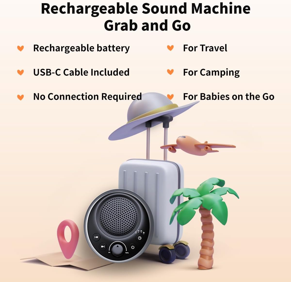 Sound Machine Loud White Noise Machine Nonstop Brown Noise Sleep Machine 30 Soothing Sounds for Baby Kids Adults Pink Noise Sounds Machine 36-Level Vol 4 Timer Memory Function for Home Travel Office