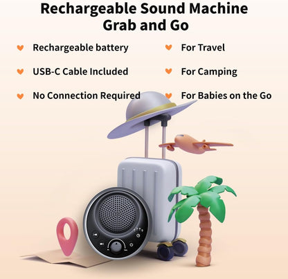 Sound Machine Loud White Noise Machine Nonstop Brown Noise Sleep Machine 30 Soothing Sounds for Baby Kids Adults Pink Noise Sounds Machine 36-Level Vol 4 Timer Memory Function for Home Travel Office