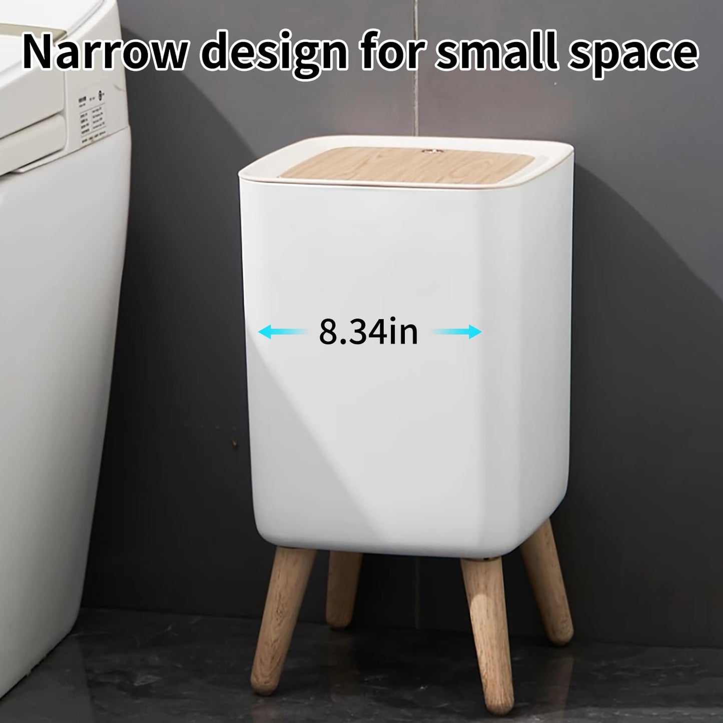 WanWanKa Mini White Plastic Trash Can, 2.6 Gallon Capacity, Slim Design, Anti-Odor, Easy to Clean, Suitable for Any Place | 10Liter Nordic Modern Waste Basket,Plastic Trash bin Suitable for Kitchen, Bathroom, Bedroom, Living Room, Office, Outdoor