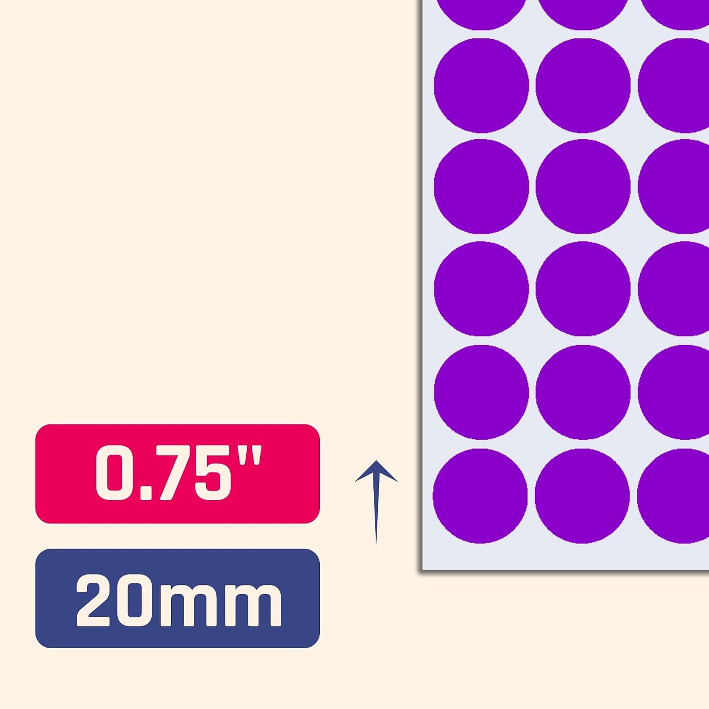 2000 Pack, 3/4" Round Colored Dot Stickers Labels - 10 Colors