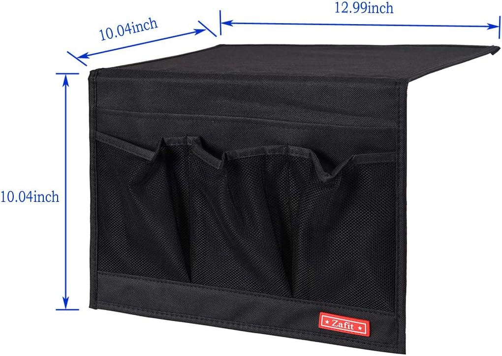 Zafit 5 Pockets Bedside Caddy, Bedside Storage Organizer for Water Bottles, Magazines, Phone, Glasses (5 Pockets-Grey)