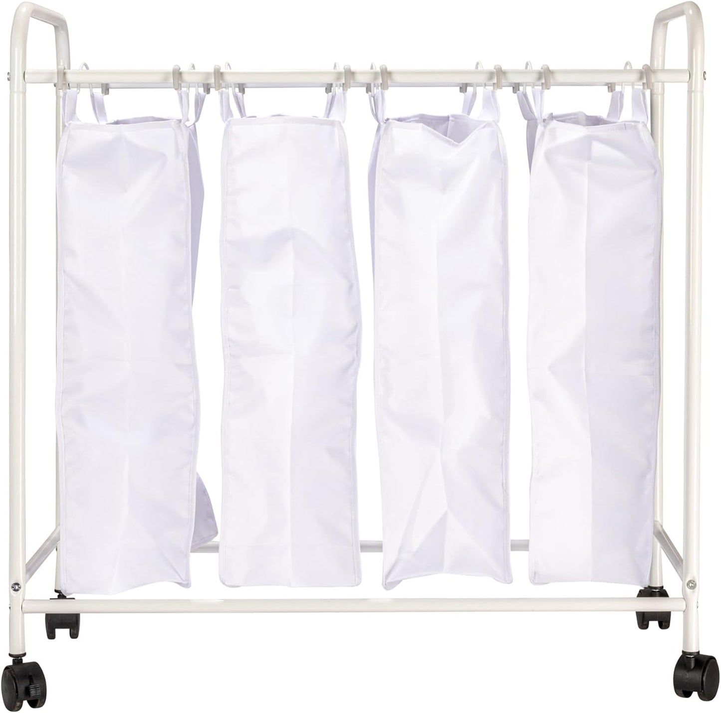 Household Essentials 7173 Rolling Quad Laundry Sorter with Removable Hamper Bags | Antique Bronze Frame