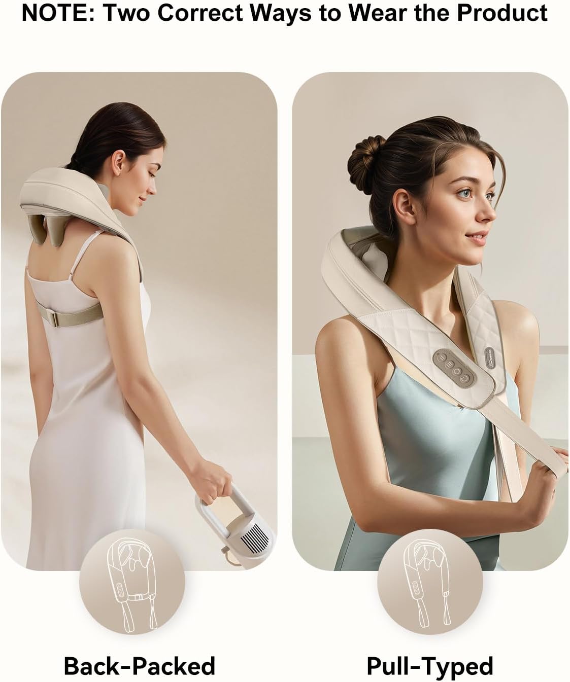 Snailax Cordless Neck & Shoulder Massager with Kneading, Heat, USB-C