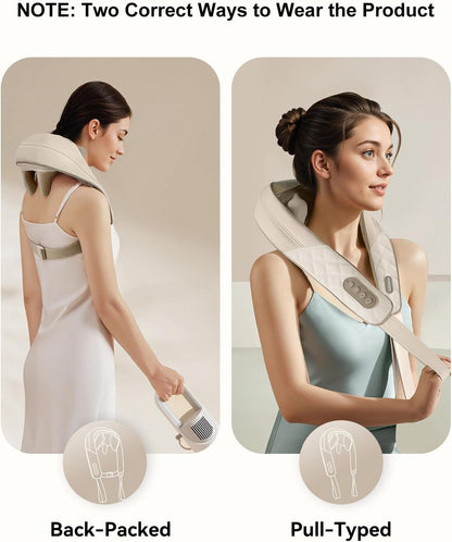 Snailax Cordless Neck & Shoulder Massager with Kneading, Heat, USB-C