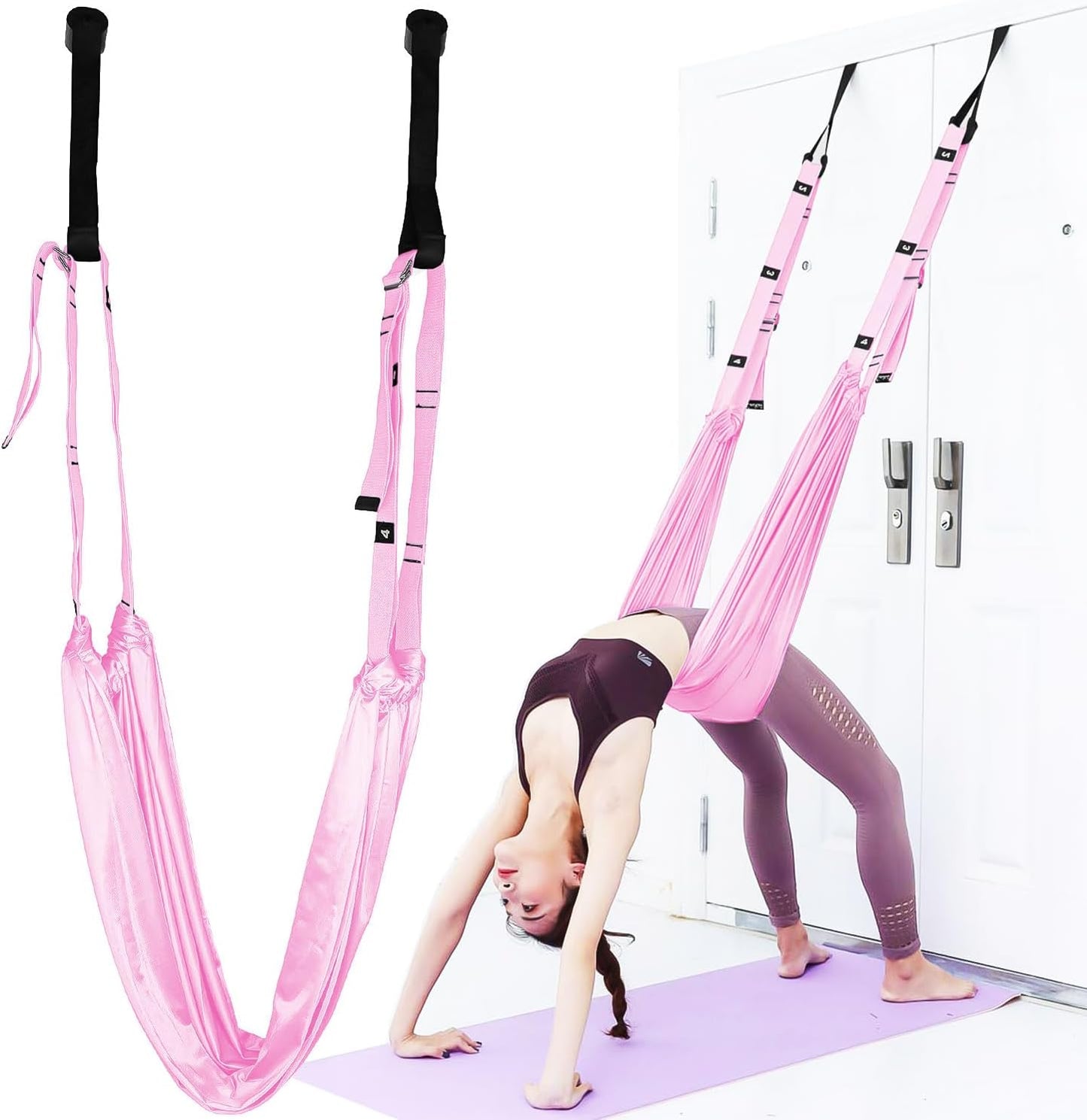 Leg Stretcher Strap Adjustable Fitness Strap Band for Waist Trainer Stretching Door Swing Flexibility Tensile Trainer with Carrying Pouch Back Bend Go Upside-Down for Yoga Practitioner Ballet Dancer Gymnastics Exercises