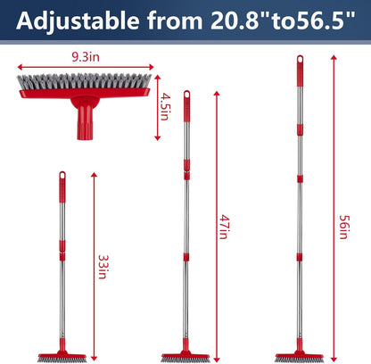 2 Pack Grout Brush with Long Handle, 56.5'' Swivel Grout Cleaning Brush,V-Shape Grout Scrub Brush, Extendable Handle Grout Cleaner Brush for Tile Floors，Bathroom,Baseboard,Shower,Corner