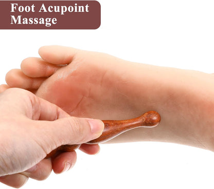 2Pcs Sandalwood Acupressure Pen, Relaxing Body Hand & Foot | Acupuncture Pen Massage Tool, Reflexology Wooden Foot Massager Roller, Pressure Point Stick Tool