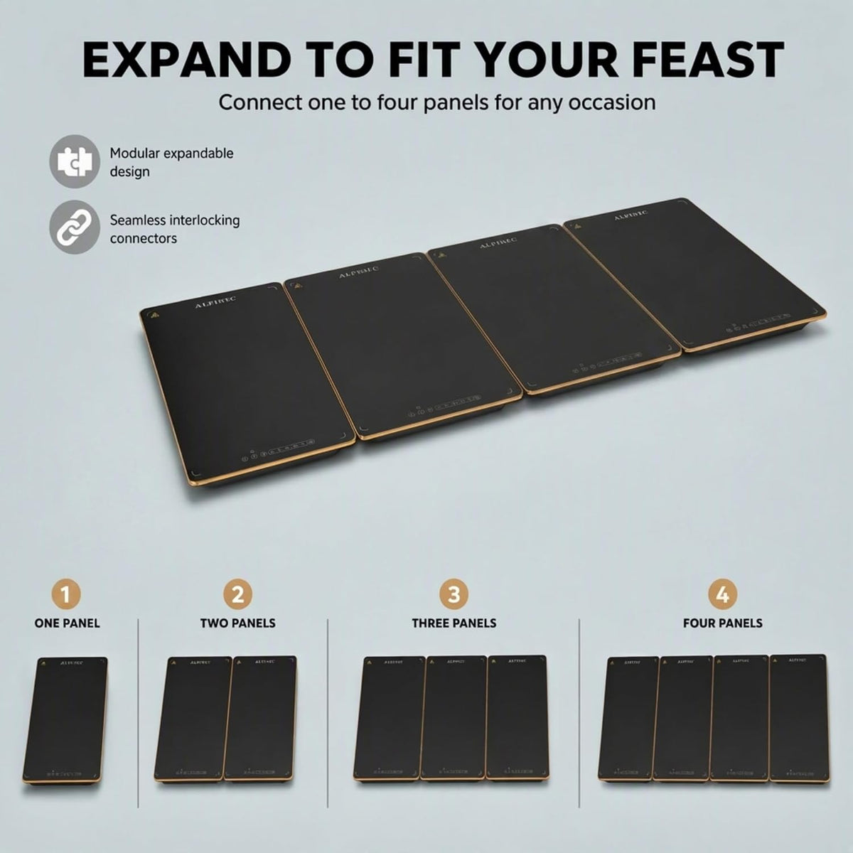 Alpha Living GW-P4 Food Warming Mat – Tempered Glass Top Warming Tray Food Warmers for Parties Buffet – 3 Heat Settings – Child Lock and Timer Functions – Anti-Slip Feet