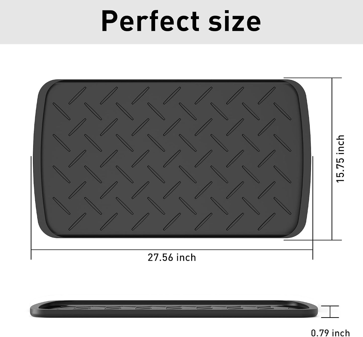 Boot Trays Heavy Duty Rubber Mat with Lip, Waterproof Shoe Mat Tray for Entryway Shoe Tray Multi-Purpose for Indoor or Outdoor 27.56 x 15.75inch
