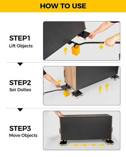 KYX Furniture Dolly, Furniture Movers with 5 Wheels,Carbon Steel Panel Heavy Duty Dolly, Furniture Lifter with 360° Rotatable Silent Floor-Friendly Universal Wheels, Max Load 4000LBS (6.9x6.9 in)