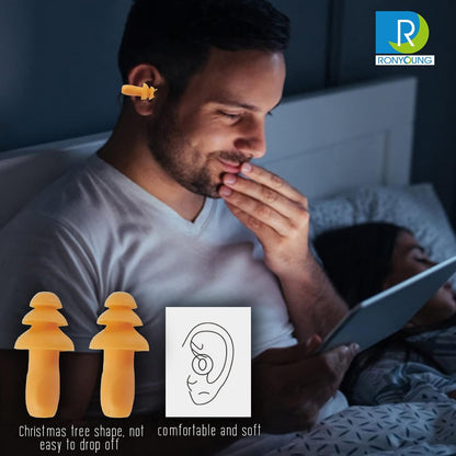 RONYOUNG 100 Pairs Corded Ear Plugs Reusable Silicone Earplugs Sleep Noise Cancelling for Hearing Protection