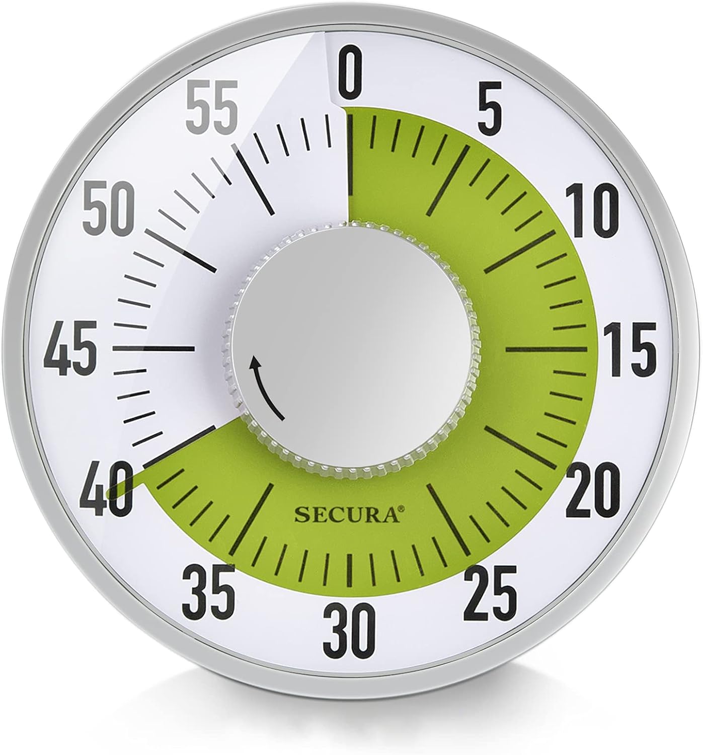 Secura 60-Minute Rainbow Visual Timer 6-Inch Mechanical Countdown Timers for Teaching, Meeting, Cooking, Working - Timer for Kids with Magnetic Backing (Black)