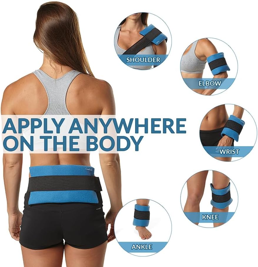 ComfiLife Knee Ice Pack with Wrap Reusable Hot & Cold Therapy Gel Pack Adjustable Compression Support for Injuries, Pain, Surgery, Arthritis, Meniscus and More