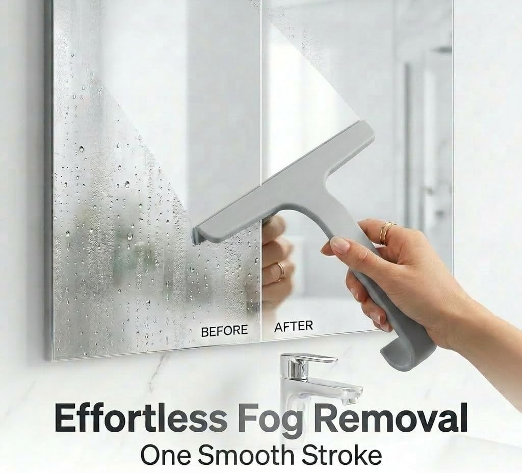 Bathroom Glass Shower Door Squeegee, Silicone & Metal, Black, 10"W x 9.2"L | Effortless, Time-Saving, Rustproof, Flexible, High Quality, Efficient, Cost-Effective, Multi-Functional, Wear-Resistant