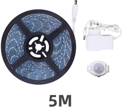 16.4ft (5m) Motion Activated LED Strip Lights, Warm White 12v Plug-in LED Rope Lights Waterproof for Under Cabinet,Kitchen,Stair