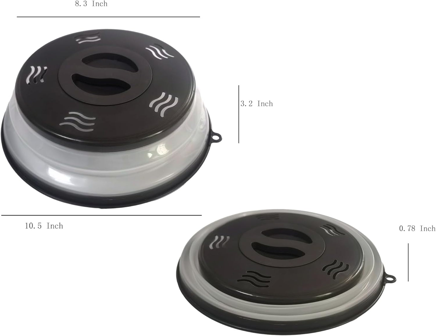 Microwave Splatter Cover Vented for Food, Microwave Plate Cover Splatter Guard & Colander, Fruit Vegetables Drainer with Hook Hole, Dishwasher-Safe,BPA-Free Silicone & Plastic (Black)
