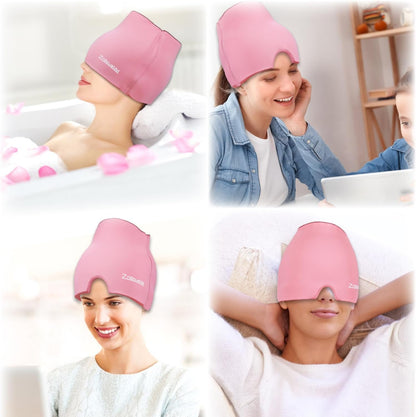 ZNÖCUETÖD Bundle of Gel Beads Ice Face Mask for Headaches, Puffy Eyes, Redness and Migraine Headache Relief Cap Hat, Head ice Pack Wrap Cooling Gel Ice Beanie Cold Cap