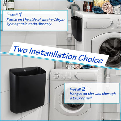 Picowe Magnetic Laundry Storage, Large Lint Holder Bin, Space-Saving Trash Container Hanging on Dryer, Washer or Wall Mount (Gray White)
