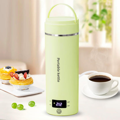 Touxila Portable Electric Kettle for Travel 120V, 13.5oz, 4 Temp Settings | 304 Stainless Steel Lining,Fast Boiling Water,Auto Shut-Off,Boil Dry Protection,Small Kettle for Office & Hotel(Beige, 400ML)