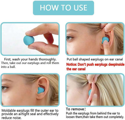 LYSIAN Moldable Silicone Ear Plugs for Sleep and Swim, 5 Pairs, Blue