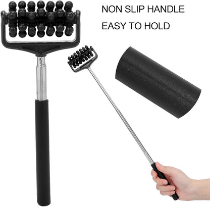 Telescopic Massage Roller Massager for Back and Body, Deep Tissue Scratching Tool with Adjustable Length, Portable Roller for Muscle Relaxation and (Black)