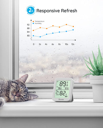 Govee Indoor Hygrometer Thermometer H5075 with Bluetooth App Control | Room Temperature Humidity Meter, 164ft Remote Monitor, Smart Alerts, 2 Years Data Storage Export, for Bedroom Wine Cellar