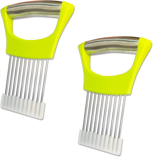 2-PCS Onion Holder for Slicing, Veggie Chopper/Meat Tenderizer, Green