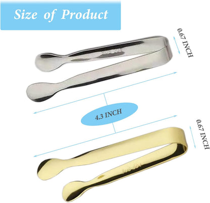 6PCS Ice Tongs Mini Sugar Tongs 4.25Inch Stainless Steel Kitchen Utensils Set,Small Serving Tong and Tiny Kitchen Tong for Appetizers,Tea Party, Coffee Bar, Desserts by Sunenlyst (Silver)