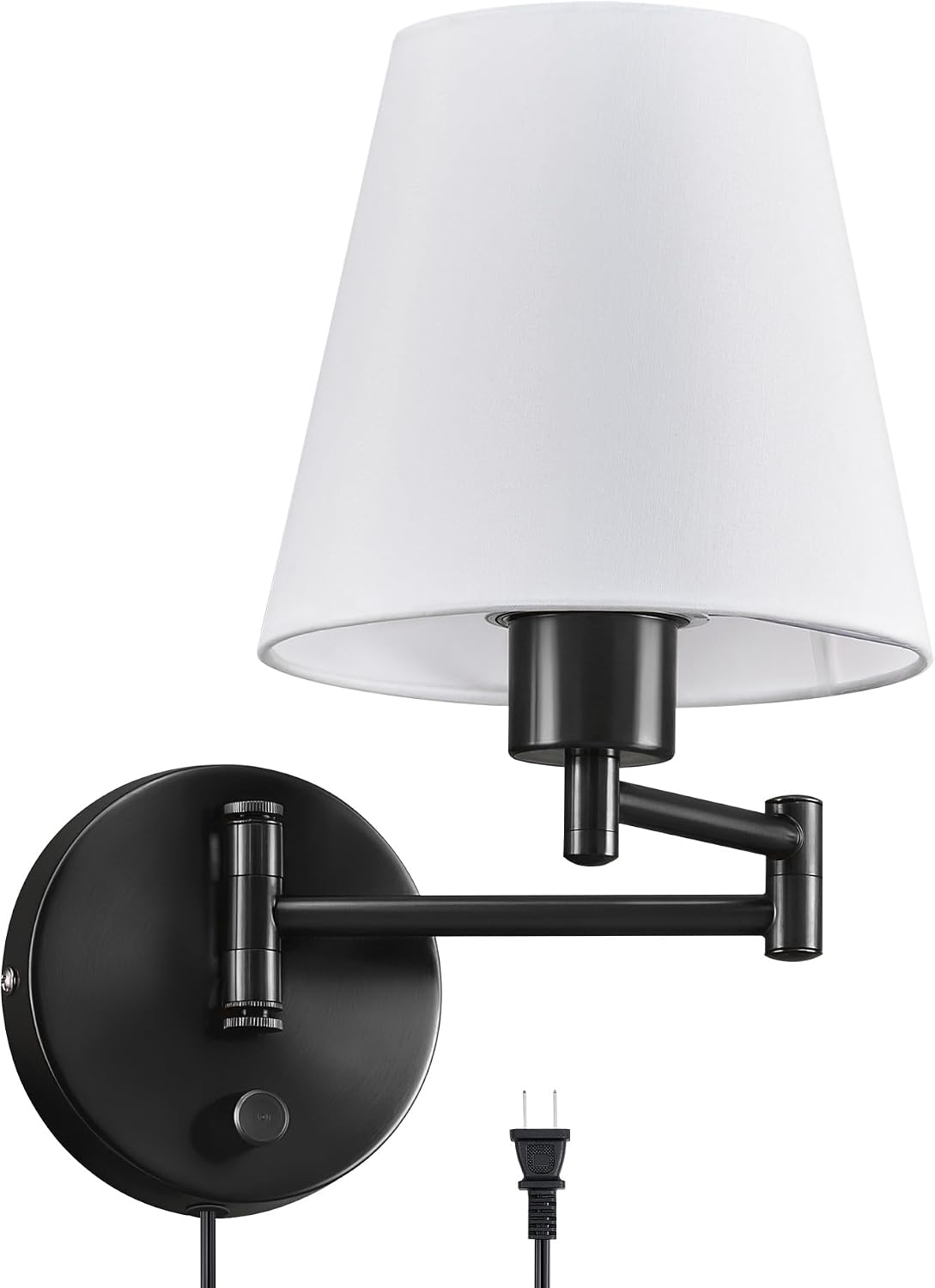 VONLUCE Wall Lamp, Plug in & Swing Arm Wall Sconce, Nickel Finish