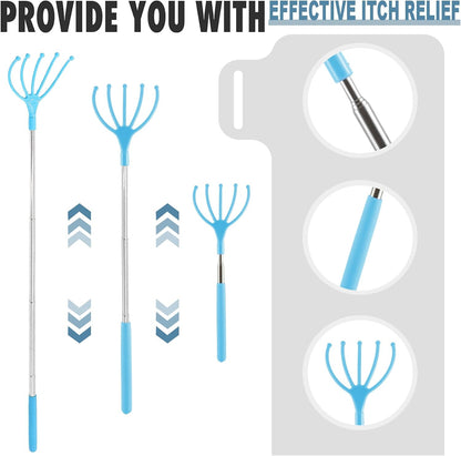 Silicone Back Scratching Tool Extendable Telescopic Back Scratcher Skin Safe Bristle Claw Back Scratcher with Folding Handle