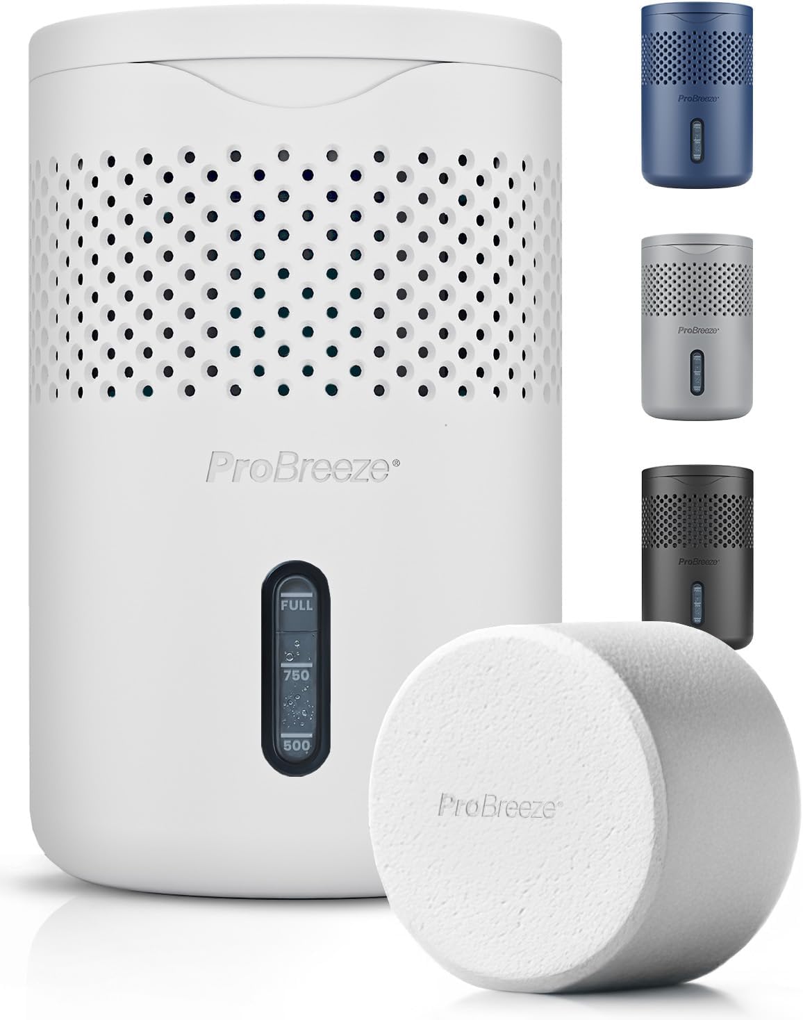 Pro Breeze Osmo Non-Electric Moisture Absorber, 44 fl.oz, Included 1.54lb Refillable Tablet, Lasts 100 Days, Ideal Silent Mini Dehumidifier for Closet, Bathroom & Bedroom, Fragrance Free, White