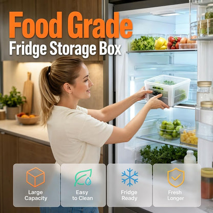 Kruggo Fruit Storage Container For Fruit Kitchen Storage (A, Medium) | Removable Colander Produce Storage Containers for Fridge Organizer