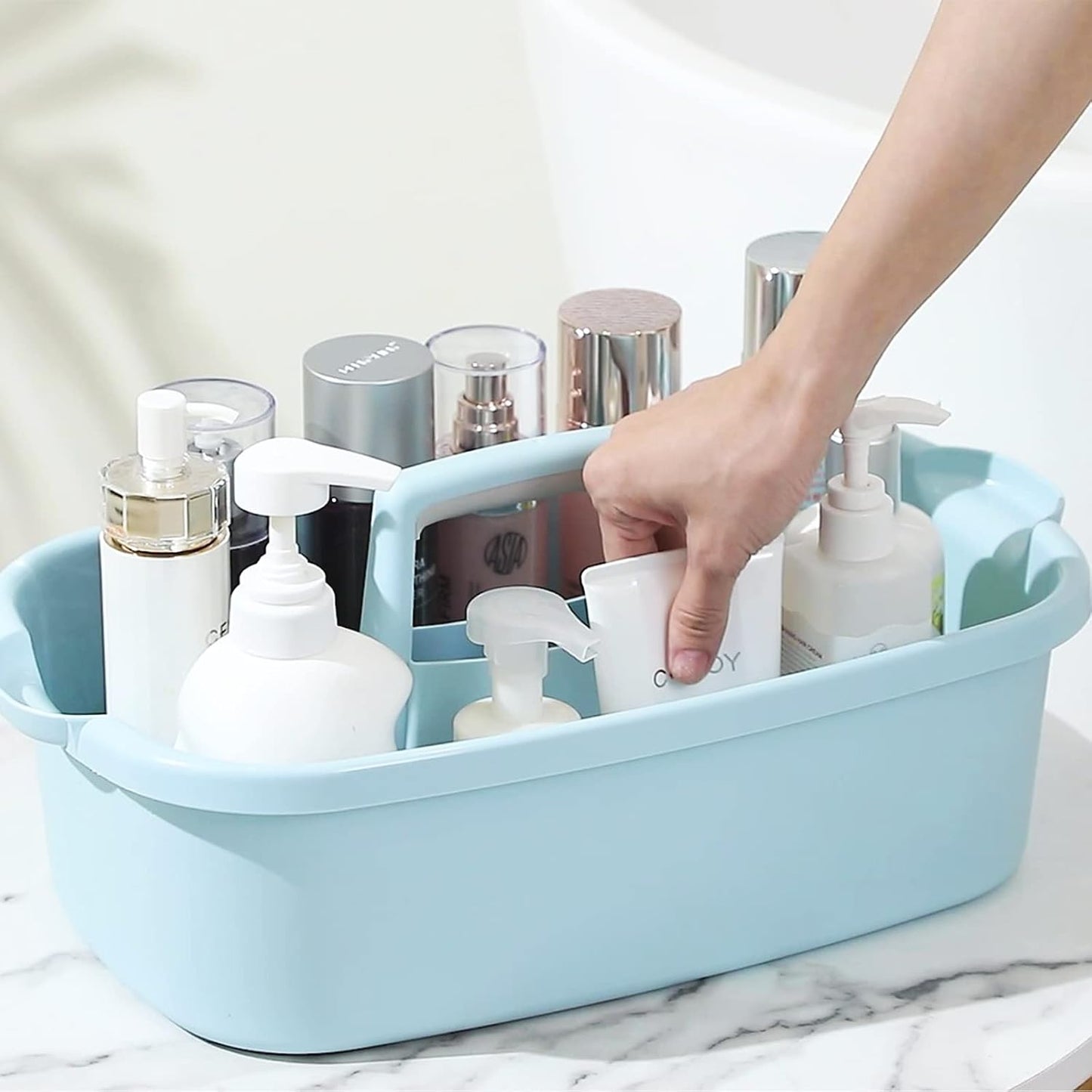 JiatuA Large Cleaning Supplies Caddy Portable Shower Caddy Basket Dark Gray | Sturdy Supply Organizer with Handle Plastic Bucket Tool Storage for Bathroom Bedroom Kitchen Garden College Dorm Essentials