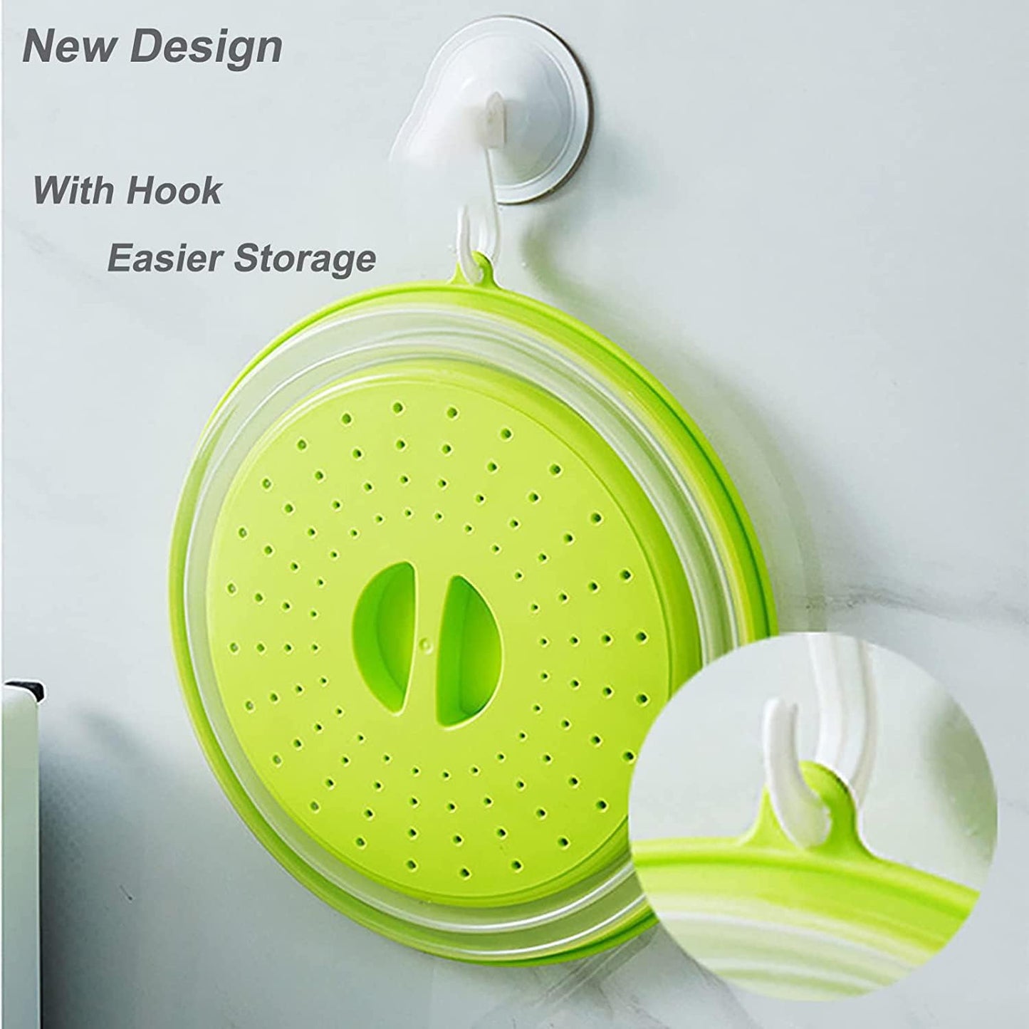 12“ Large Microwave Splatter Cover & Silicone Mat,12 Inchs Vented Collapsible Guard dish Plate lid & Round Kitchen mat for food