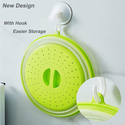 12“ Large Microwave Splatter Cover & Silicone Mat,12 Inchs Vented Collapsible Guard dish Plate lid & Round Kitchen mat for food